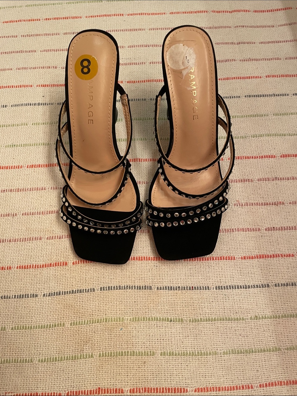 Rampage Black Studded Strappy Heels